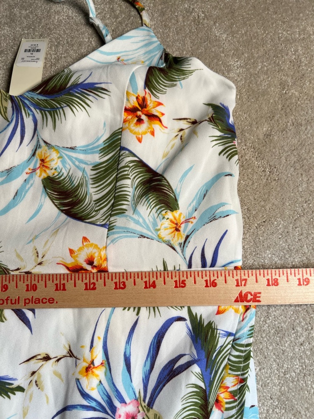 Tropical Dress Spaghetti Strap V Neck Francesca's Miami High Low NWT X Large - Picture 9 of 10